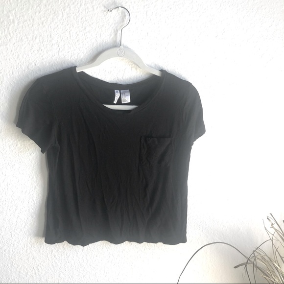Black h&m loose crop top xsmall with pocket! - Picture 1 of 9